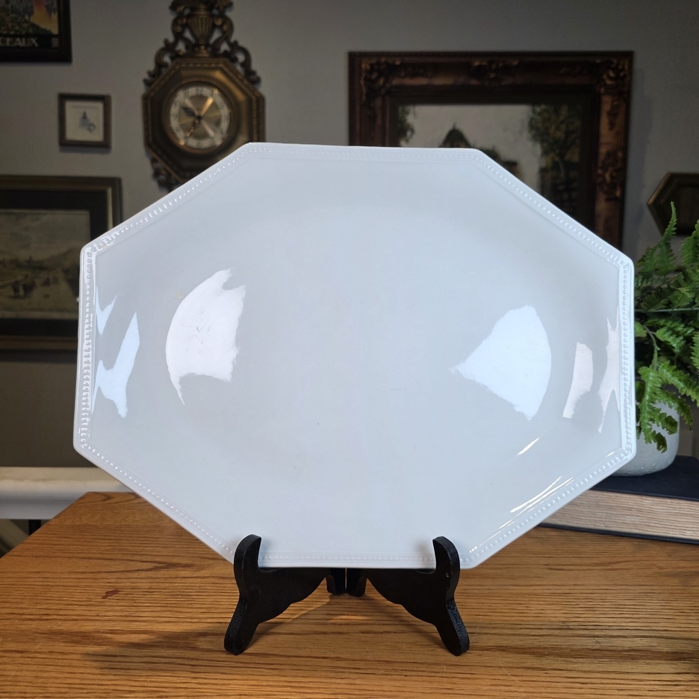 Vtg Johnson Brothers Heritage White Octagonal Platter 10"x13" Made in England